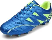 [Littleplum] Boys' Football Boots Children's Football Shoes Football Shoes Outdoor Athletic Soccer Shoes, Blue Green, 34 EU