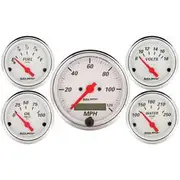 Autometer Arctic White Gauge Kit 3 1/8 Inch Speedo & 2 1/16 Inch Gauges - 5 Piece, AU1302
