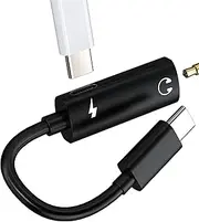 USB C to 3.5mm Jack Audio Adapter 2-in-1 Aux Splitter Headphone Charger Cable for iPhone 16 15 Pro Max compatible for Samsung Galaxy S23 S24 for Apple for iPad Type C Earphone Port Car Charging Dongle