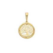 Boys 9ct Gold 13mm Round Tree Of Life Pendant
