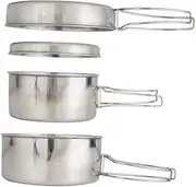 MOBUTOFU 1 Set Portable Outdoor Camping Cookware Set Stainless Steel Pots and Pans for People Lightweight and Utensils for Hiking Fishing and Picnics
