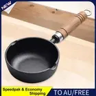 AU 11/13cm Cast Iron Mini Egg Frying Pan Wood Handle Small Wok Milk Pan Hot Oil