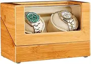 AutomaticDoubleWatchWinderBox100% BambooWood5RotationModeQiuetMotorsACAdapterandBatteryPowered Needed KeYJ