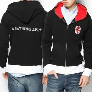 瑕疵「NSS』A BATHING APE BAPE UK HEAD FULL ZIP HOODIE 帽夾 連帽外套 黑L