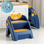 Jolada Australia Toddler Step Stool for Bathroom Sink, 2 Step Stool for Kids Toilet Potty Training,Faucet Extenders, Potty Reward Chart, Step for Kitchen Counter Nursery Bedroom (1, Oxford Blue)