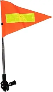 Bike Flag with Pole - High Visibility Reflective Waterproof Retractable Pennant | Flagpole Cycling Handlebar Holder Mounting Golf Cart Accessories for Kids Scooter Wheelchair Outdoor