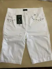 NWT Golfino Ladies UNDER THE SEA BERMUDA Slim Fit S4362124 100 White Sz 6 NEW