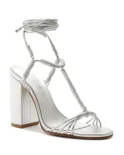 Schutz Women's Amunet T Strap Ankle Tie Block Heel Sandals