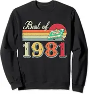[X.Style] Best of Vintage 1981 Cool Retro 42rd Birthday Cassette Funny Sweatshirt ds990 Sweater (M) Black