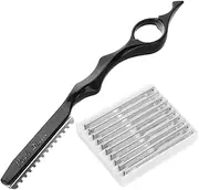 ERINGOGO Hairdressing Razor Set 11pc Black Thinning Hair Cutting Device Manual Razor for Men Safe Raz