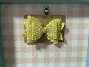 Faux Leather Glitter Toddler Bow 2 1/2 Inch