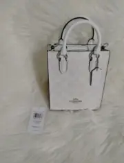 Coach Silver/Chalk/Glacier White North Sout Mini Tote In Signature Canvas.