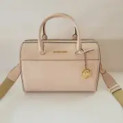 Michael Kors Travel Medium Duffle Satchel MK Logo Handbag Light Powder Blush
