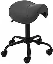 Saddle Stool,Ergonomic Split Seat Saddle Stool with Back Support Wheels,Adjustable Salon Chair for Artists Hairdresser(B,Without backrest)