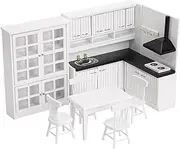 Dollhouse Furniture, 1 Set Dollhouse Kitchen, 1/12 Scale Wooden Miniature Kitchen, Realistic Mini for Home Decor