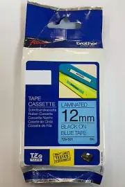 Brother P-Touch TZe-531 12mm Thermal Label Tape Plastic Black on Blue 8m