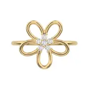 0.09 Ctw Round Cut Simulated Diamond Dainty Cluster 18K Gold Everyday Ring