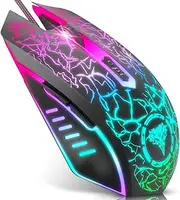 Gaming Mouse Wired, USB Optical Computer Mice with RGB Backlit, 4 Adjustable DPI Up to 3600, Ergonomic Gamer Laptop PC Mouse with 6 Programmable Buttons for Windows 7/8/10/XP Vista Linux -Black