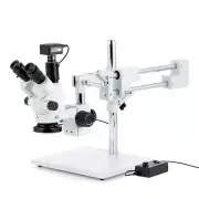 Amscope 7X-45X SimulFocal Boom Stereo Zoom Microscope+10MP Camera+LED Ring Light