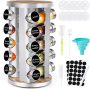Spice Rack Organizer with 20Pcs Jars for Cabinet Revolving/Rotating Seasoning