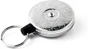[KEY-BAK] Original Retractable Key Holder with a Chrome Front, Steel Belt Clip, and a Split Ring