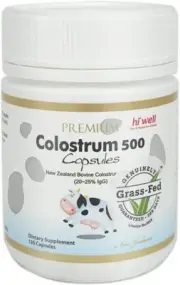 Hi Well Premium 100% Pure New Zealand Bovine Grass-Fed Colostrum 500 120 Capsule