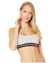 $32 New CALVIN KLEIN MONOGRAM Gray Cotton UNLINED BRALETTE Sport Bra XS QF5577