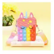 Pop It Purse Fidget Toy Bag Kids Silicone Crossbody Unicorn Rainbow Sensory Bag