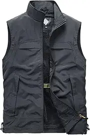 [AKTQL88] Men's Multi-Pocket Vest Outdoor Sports Gilet Sleeveless Casual Fishing Vest Multi-Functional Photography Jacket