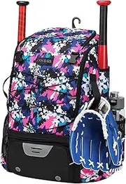 Bat Bag - Baseball & Softball Equipment Bag | Bat Bags for Boys, Waterproof Baseball & Softball Backpack, Bat Bag, Softball Bag, Adult Baseball Bag with Shoe Compartment & Fence Hook