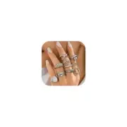CJIAYUJEW Gold Stackable Rings Set for Women Chunky Silver Layered Silver A