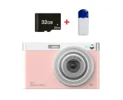 Digital Cameras Checked 4K Eight Times Optical Zoom Telescopic Lens Digital Camera With Card Reader And 32 Gigabytes Pink