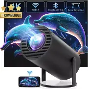 4K Mini Projector WiFi Bluetooth 1080P Auto Keystone Portable for Outdoor Movies