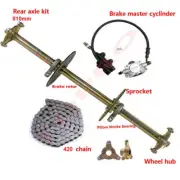 810mm Go Kart Rear Axle Kit w/ Brake Assembly, 3 Stud Wheel Hub Sprocket for ATV