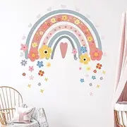 Large Rainbow Pink Wall Decals,Cartoon Rainbow Kids Wall Stickers,Wall Art Stickers,Wall Decal for Girls' Room Kids Baby Nursery Bedroom Playroom Living Room Classroom,Kids Bedroom Accessories