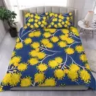 Yellow Wattle Flowers Doona/Duvet Cover Aboriginal Bedding Set Queen Double Gift