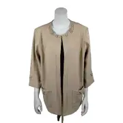 Alfred Dunner Studio Knit Blazer Jacket Sheer Romance Womens 18W Embellishments