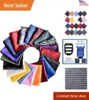 Assorted Pocket Squares Value Pack - 20 Pack - 10 x 10 inch - with Holder & Box
