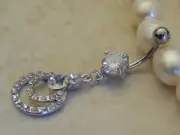 Fancy Navel/Belly Ring with Elegant Double Hoop Dangle