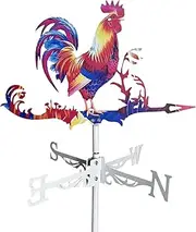 Weather Vane - Rooster Wolf Wind Direction Indicator | Metal Animal Shape Ornamental Weathervane For Farmhouse Garden Yard Roof Shed | Durable Decorative Wind Spinner For Outdoor Backyard Farm Display