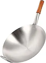 Cabilock 1Pc Stainless Steel Wok with Handle Cooking Pot for Home Use Ergonomic Design for Even Heat Distribution and Corrosion Resistant Frying Pan