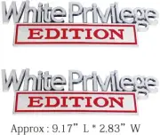 2X Big White Privilege Edition Emblem 3D Fender Badge (Big Size Chrome Red)