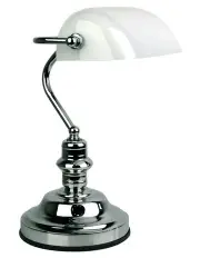 [Oriel Lighting] Banker's Touch Table Lamp Chrome/ Gloss Opal