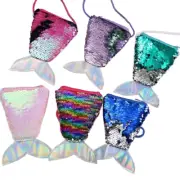 Mini Shiny Sequin Mermaid Coin Purse For Girls Fish Tail Crossbody Bag New