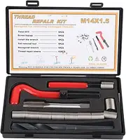 15 Pcs M14x1.5 Thread Insert Kit, Female Thread Repair Accessory Assortment, Convenient Boxed Set for Damaged Thread Hole Repair, Stainless Steel Material, Includes Spiral