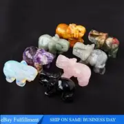 Natural Quartz Crystal Carved Elephant Healing Stone Animal Statue Mascot Gift