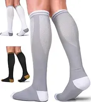 [FuelMeFoot] Copper Compression Socks For Men & Women(3 Pairs)- Best For Running,Athletic,Medical,Pregnancy and Travel -15-20mmHg