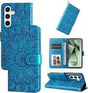 Compatible with Samsung Galaxy A34 5G Cover,Compatible with Samsung Galaxy A34 5G [TPU+PU Leather] Card Slot Flip Kickstand Case Blue