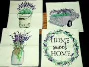 2 Pair 18 x 18 LAVENDER, GARDEN FARMHOUSE LINEN PILLOW COVERS ~ New #M17