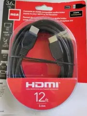 RCA HDMI To HDMI Standard Cable 12ft Black 1080p HDMI Standard SEALED